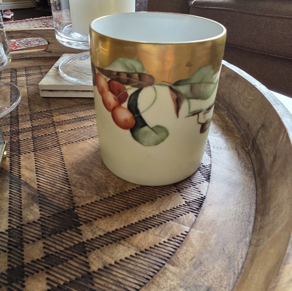 Rosenthal Donatello Bavaria Hand Painted With Cherries Feathers And Gold Band